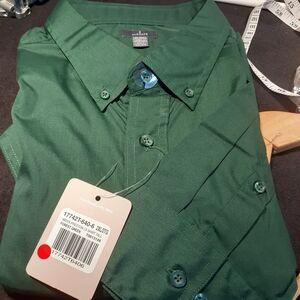 NWT 2XL tall FOREST Green LONG SLEEVE BUTTON UP